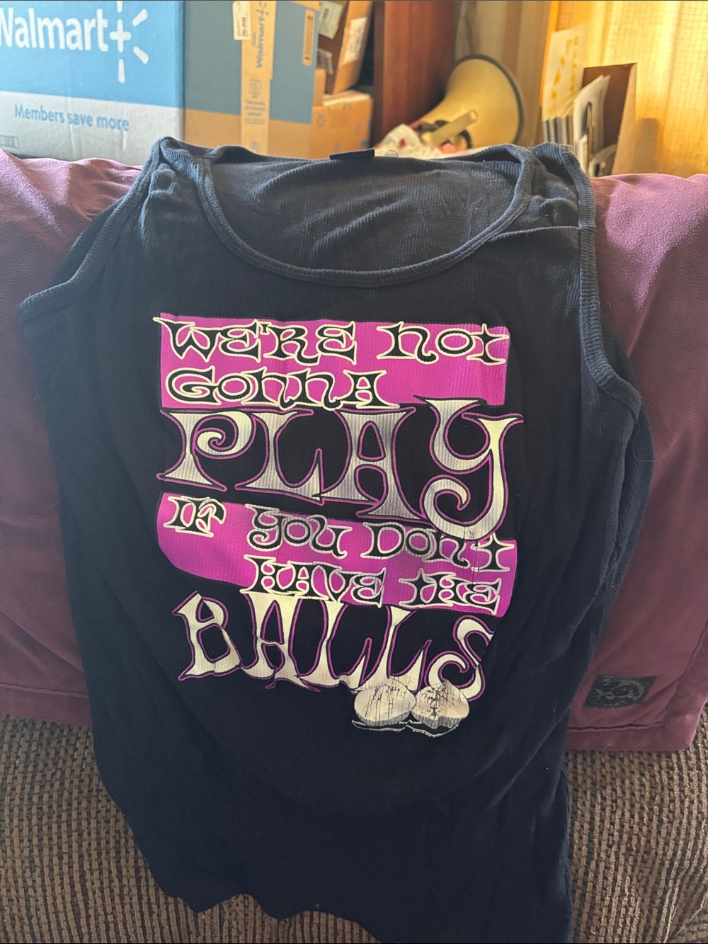 Black Graphic Ribbed  Tank Top with Pink & White Typography